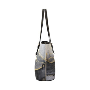 Large Leather Tote - Gray Gold Marble