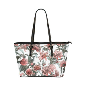 Large Leather Tote - Luxury Rose Floral