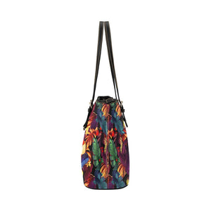 Large Leather Tote - Tropical Toucan Jungle