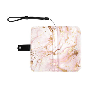Small Wallet Phone Case - Pink Gold Marble