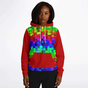 Unisex Hoodie - Colorful Shiny Blocks Red