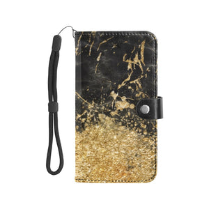 Large Wallet Phone Case - Gold Foil Marble Night