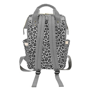 Diaper Backpack - Gray Leopard Print