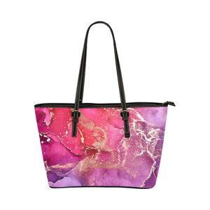 Small Leather Tote - Berry Gold Marble