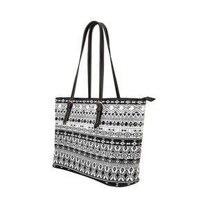 Large Leather Tote - Black White Tribal | Purses For Women | Azulna