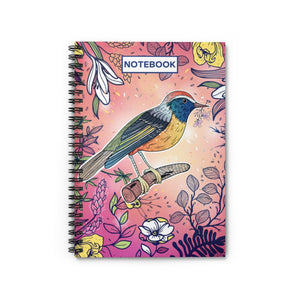 Spiral Notebook: Berry Floral Bird