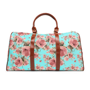 Travel Bag - Peach Floral Aqua