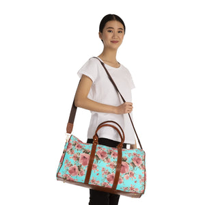 Travel Bag - Peach Floral Aqua