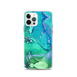 iPhone Phone Case - Teal Silver Marble