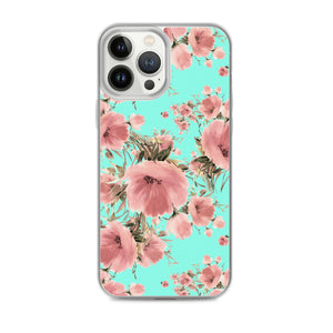 iPhone Phone Case - Peach Floral Aqua