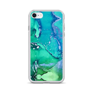 iPhone Phone Case - Teal Silver Marble