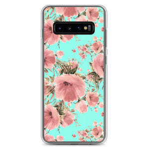 Samsung Phone Case - Peach Floral Aqua