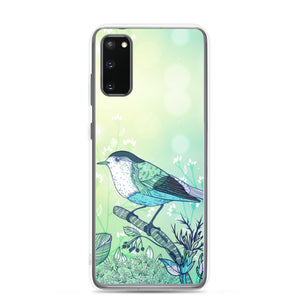 Samsung Phone Case - Aqua Bird Floral