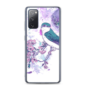 Samsung Case - White Violet Floral Bird