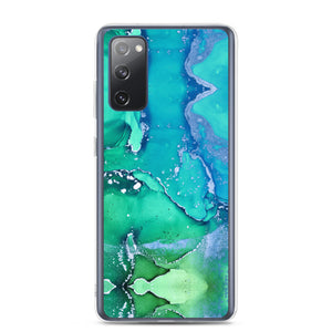 Samsung Phone Case - Teal Silver Marble