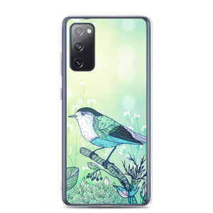 Samsung Phone Case - Aqua Bird Floral