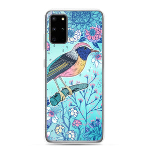 Samsung Case - Blue Floral Bird