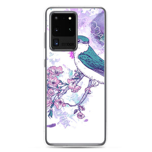 Samsung Case - White Violet Floral Bird