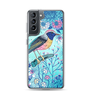 Samsung Case - Blue Floral Bird